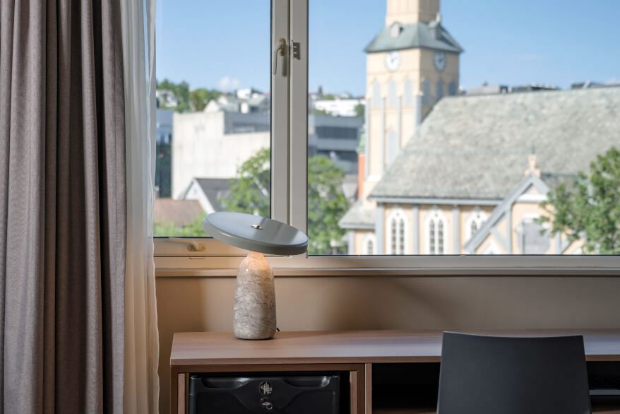 View towards Tromsø Cathedral from a superior room at Quality Hotel Saga