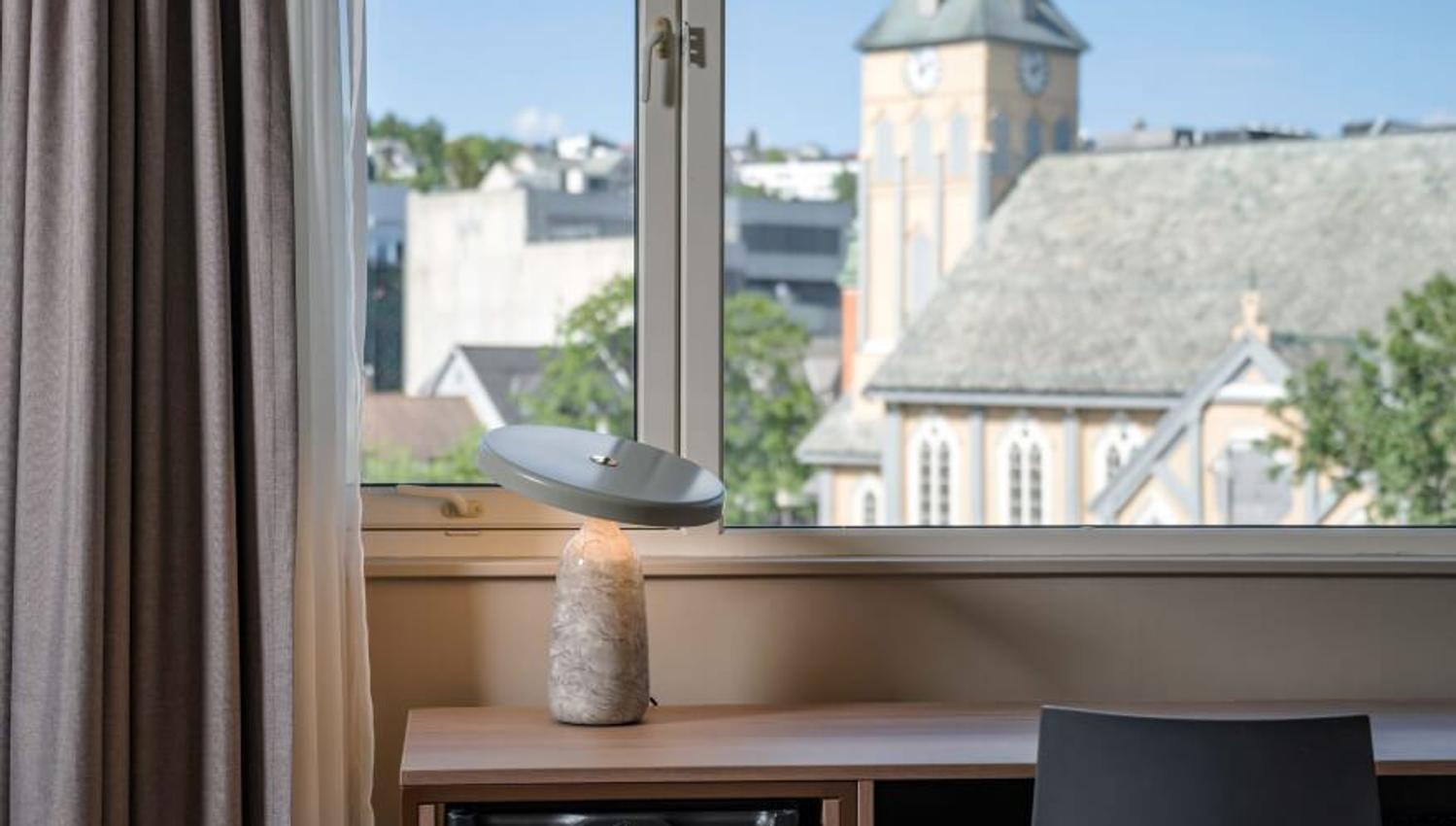 View towards Tromsø Cathedral from a superior room at Quality Hotel Saga