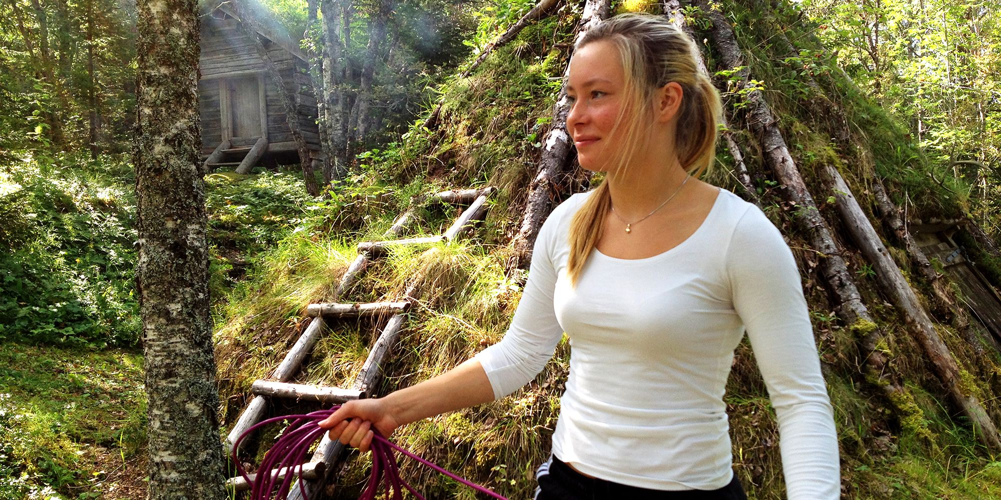 Saemien Sijte - South Sami museum. Lisa Lyngman in the sami courtyard. 