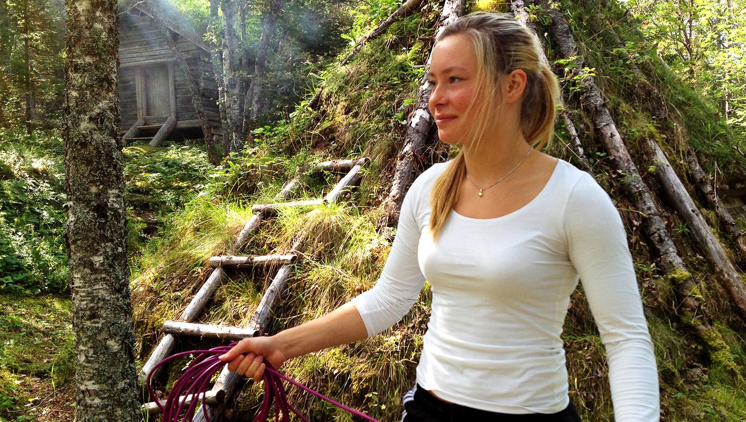 Saemien Sijte - South Sami museum. Lisa Lyngman in the sami courtyard.