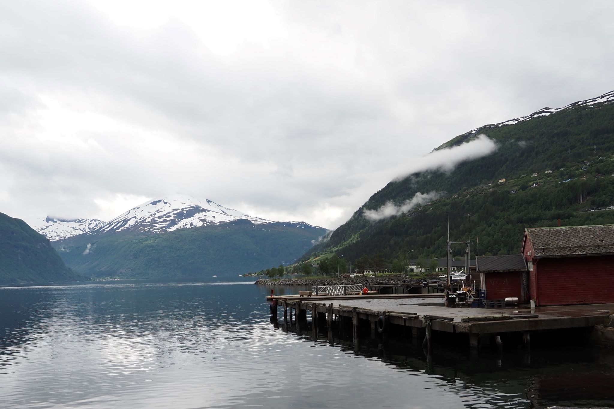 Fjorden ved Valldal sett frå sjøkanten