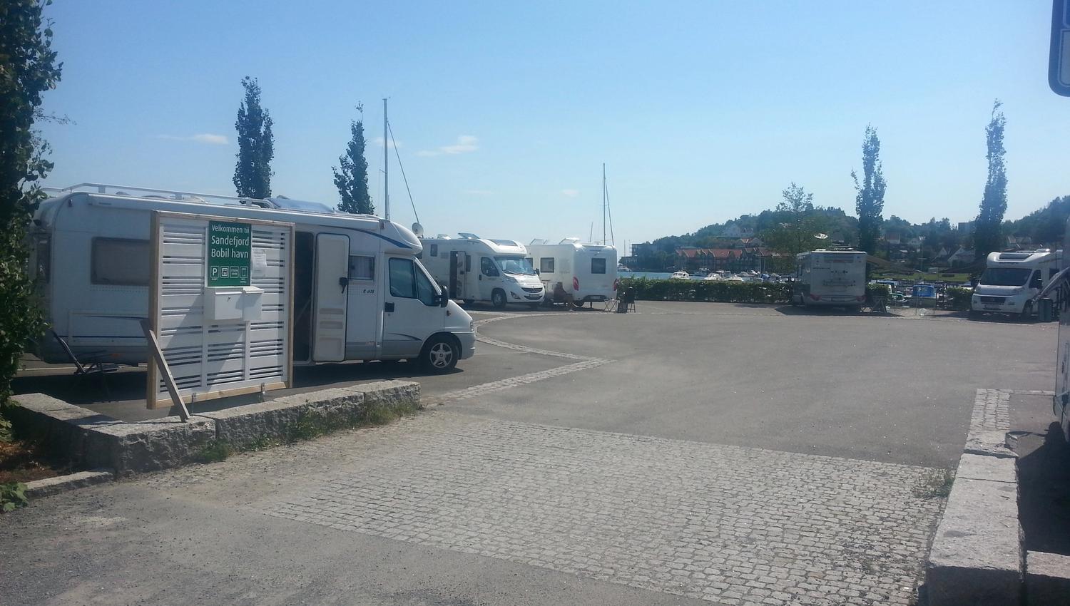Motorhomes parked at Sandefjord Motorhome Park