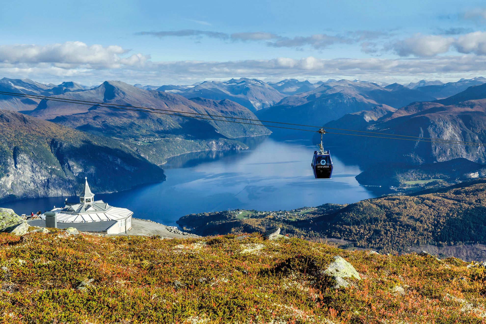 Wonderful view from Strandafjellet to the fjord and the Sunnmøre Alps