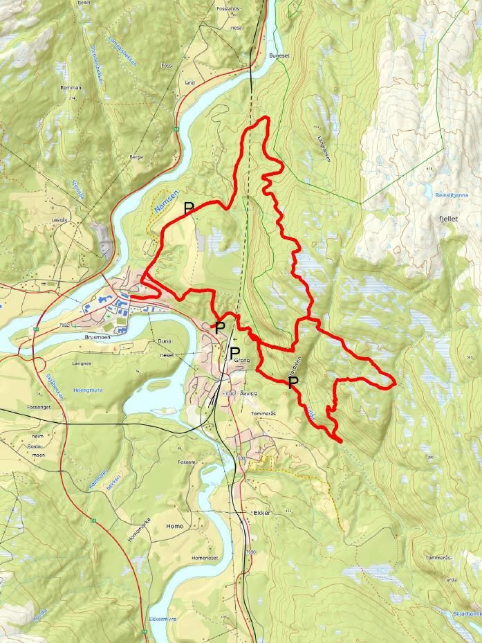 Storhusfjellet, Grong, Kart.