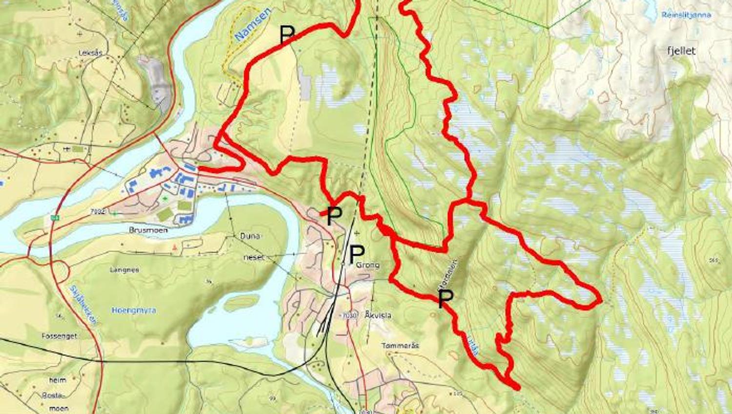 Storhusfjellet, Grong, Kart.