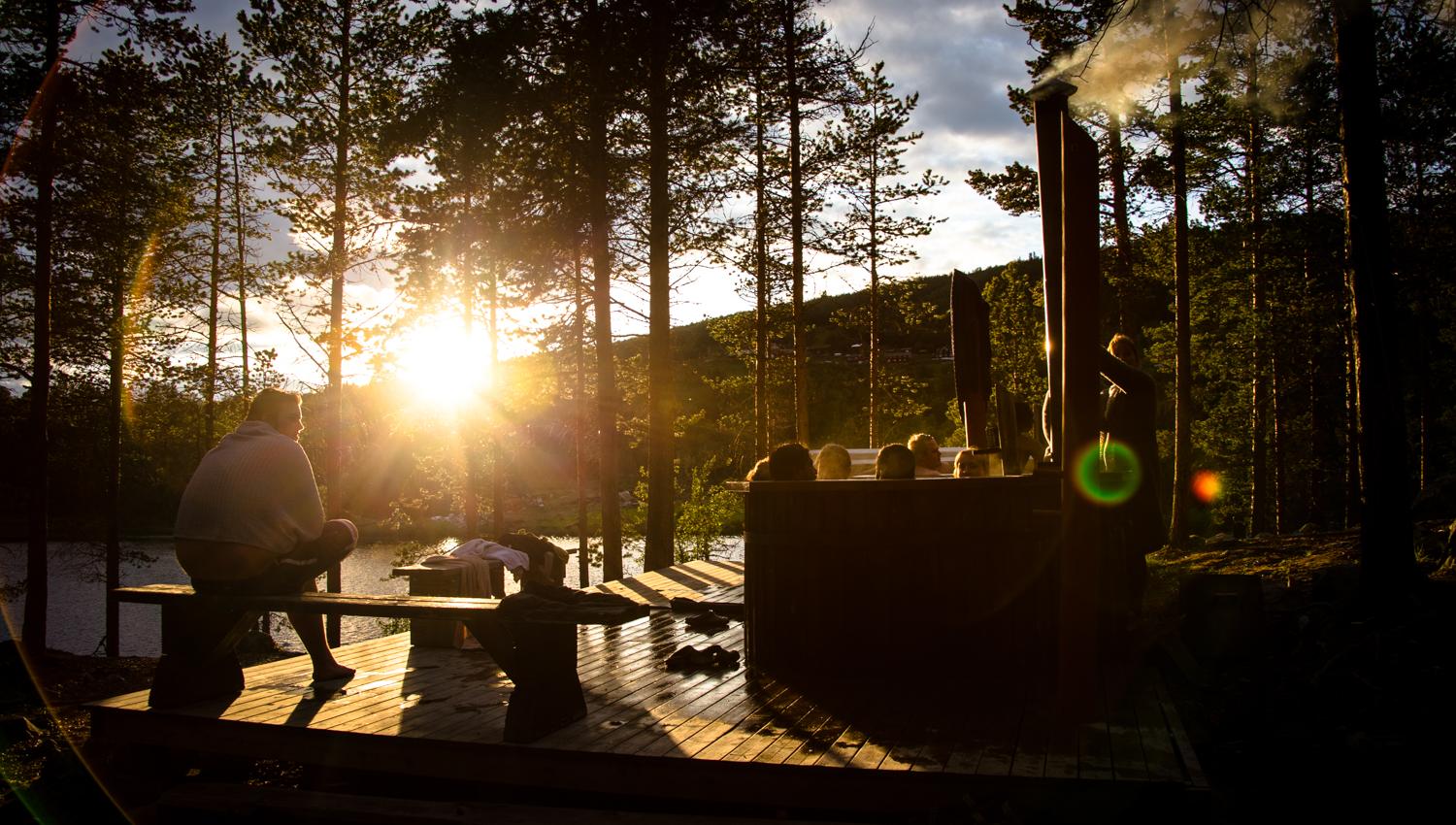 Solnedgang ved badestampene