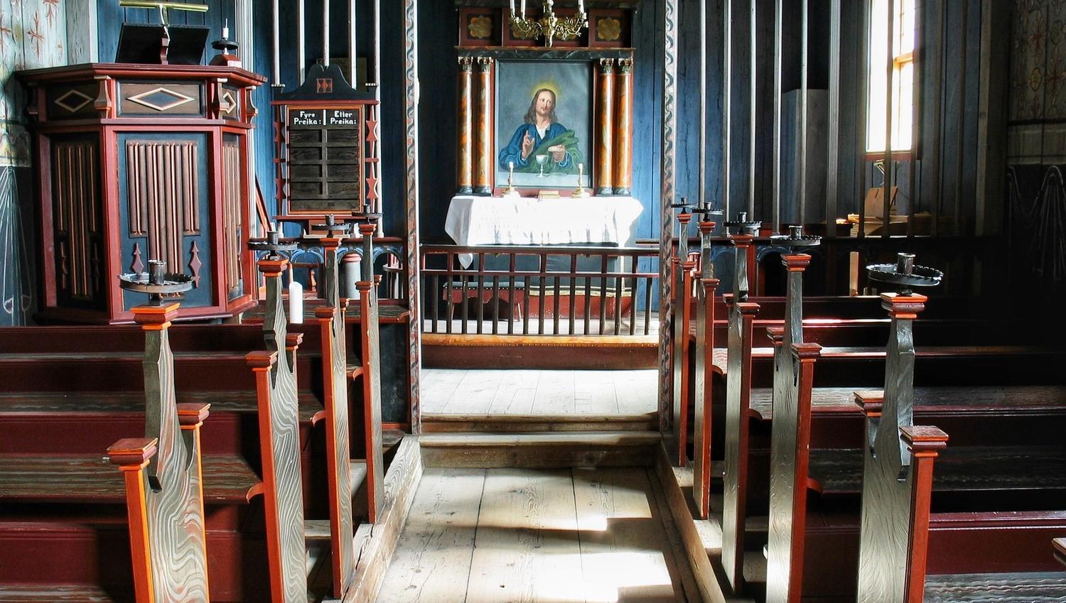 Stavkirke. Stave church. Eidsborg stavkyrkje, Vest-Telemark museum.