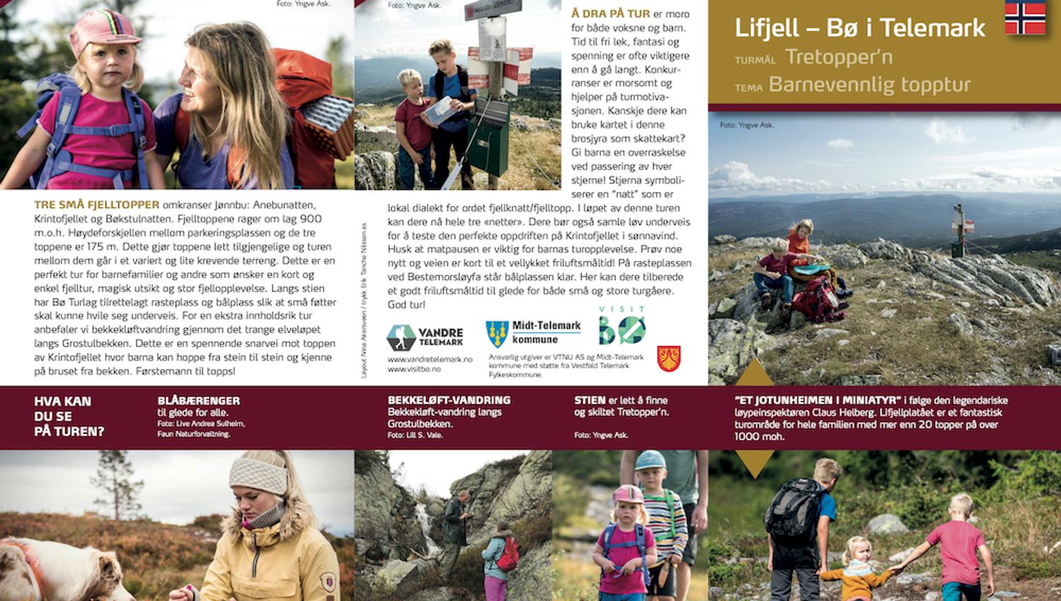 Brosjyre med avbildet tekstet informasjon om turen