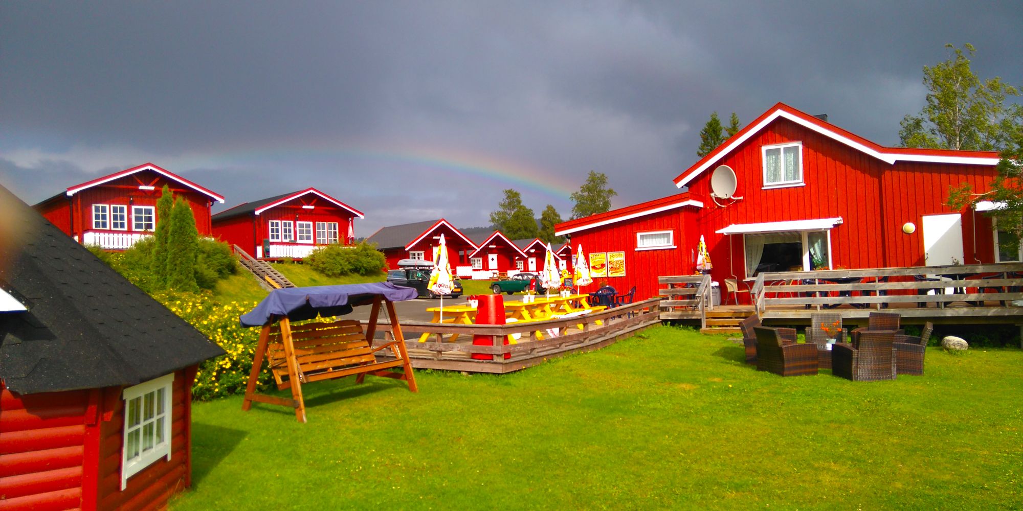 Cabins and reception area