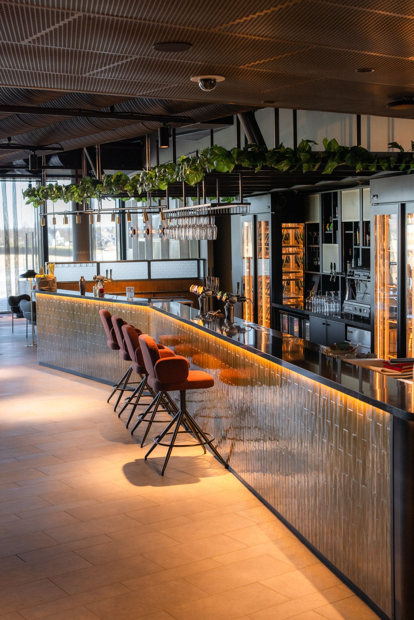 Bar with orange chairs
