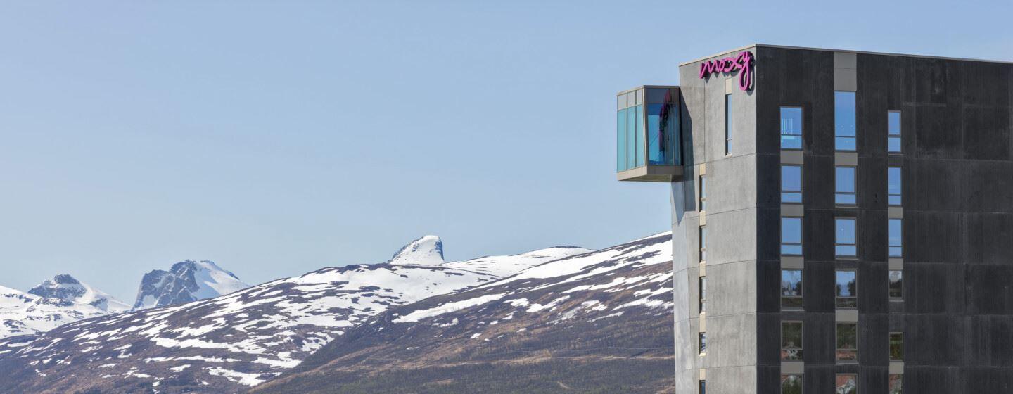 Outside Moxy hotel in Tromsø