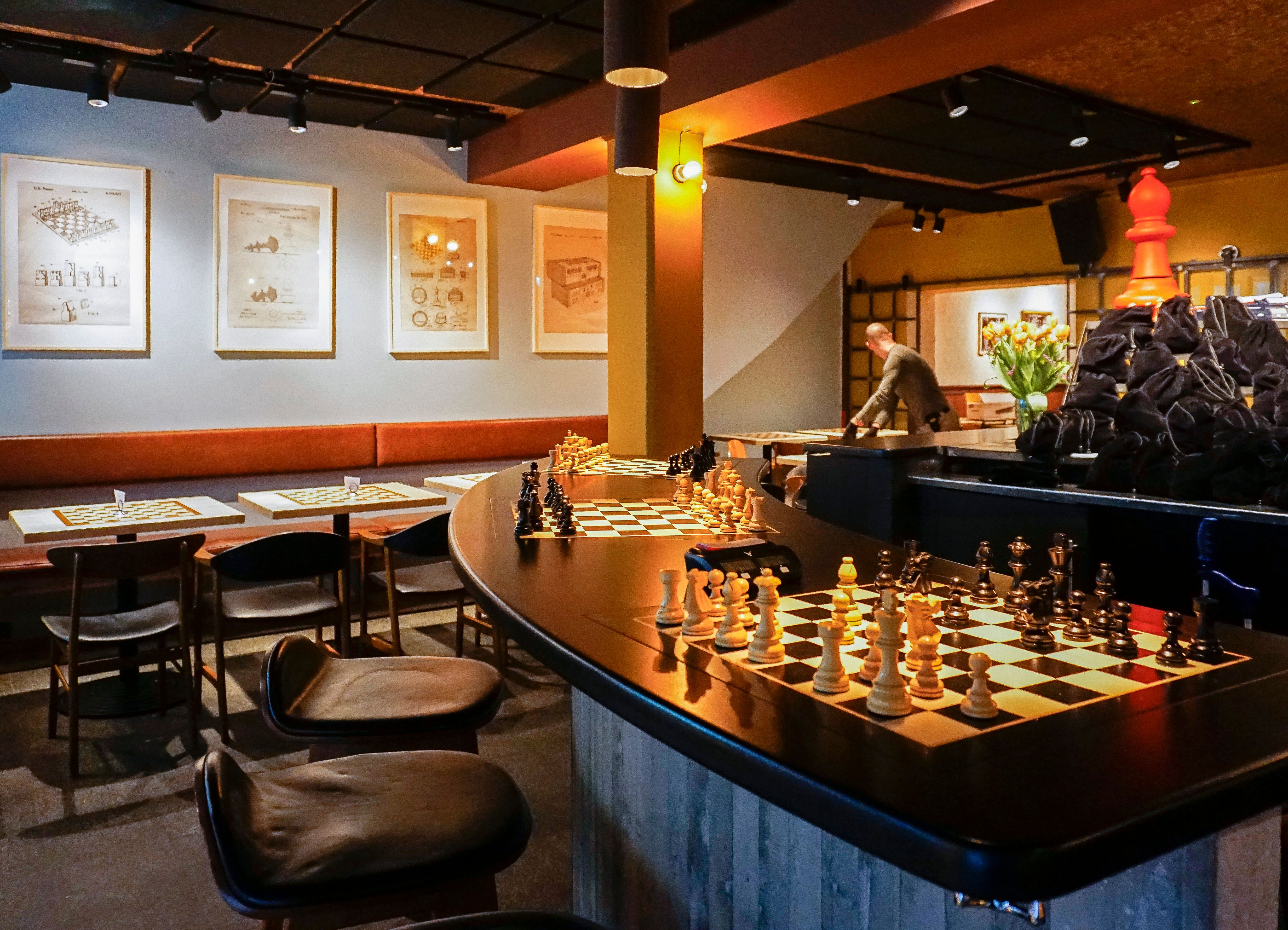 consistent chess theme in the interior