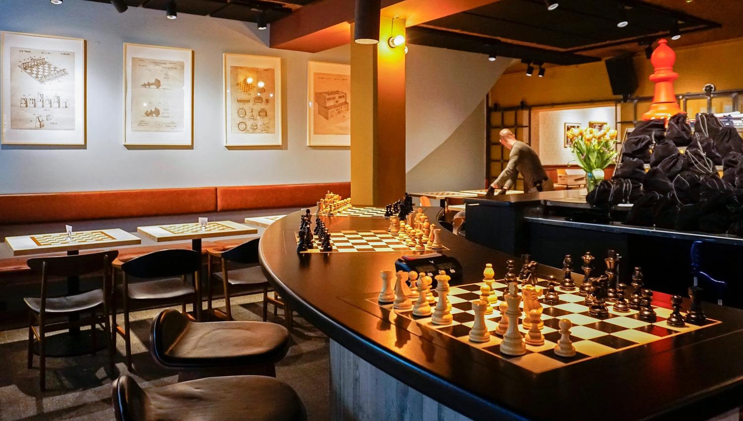consistent chess theme in the interior