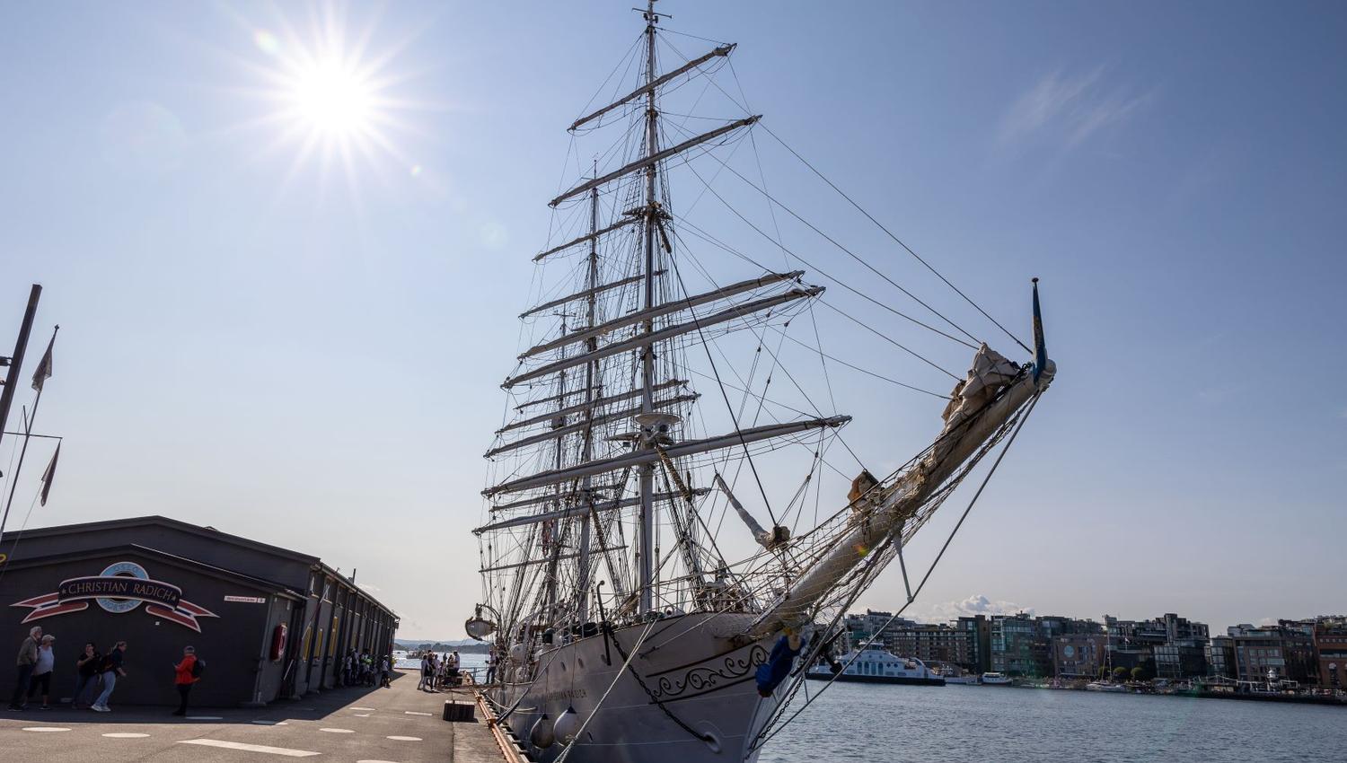 The ship Christian Radich by the pier.