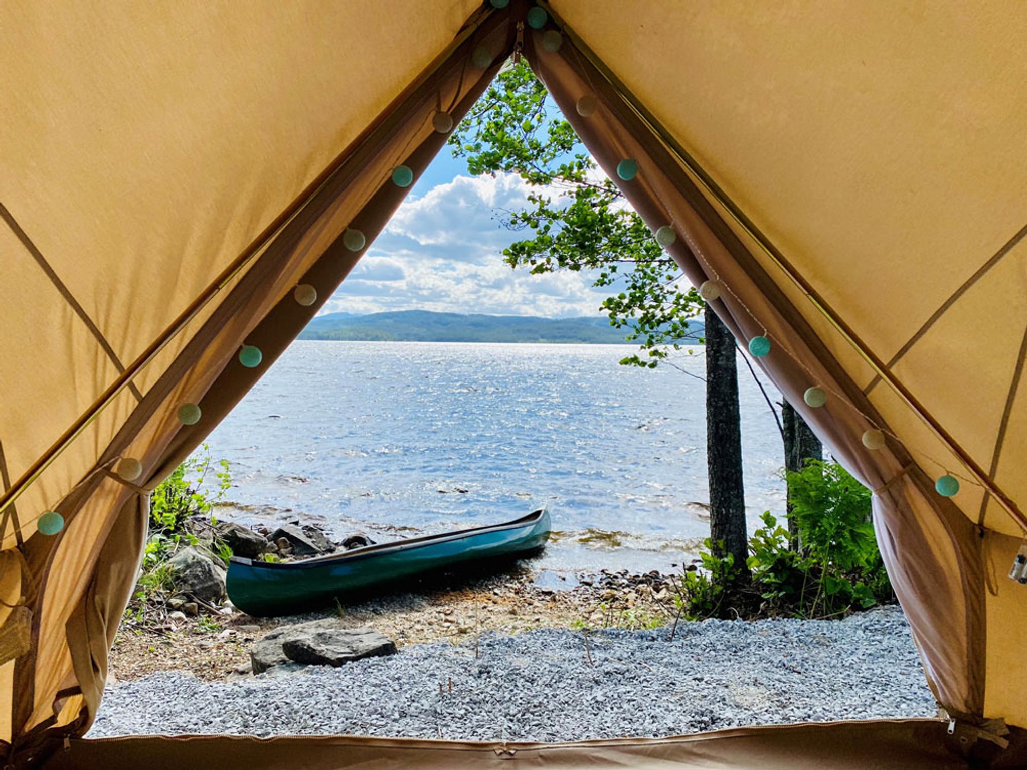 view from glamping tent at Bolkesjø Gård