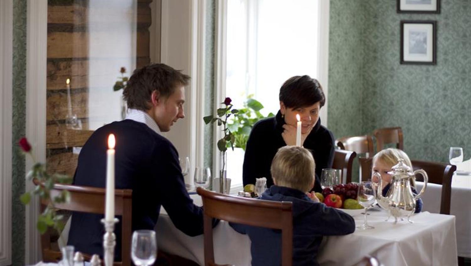 Guests in the breakfast room