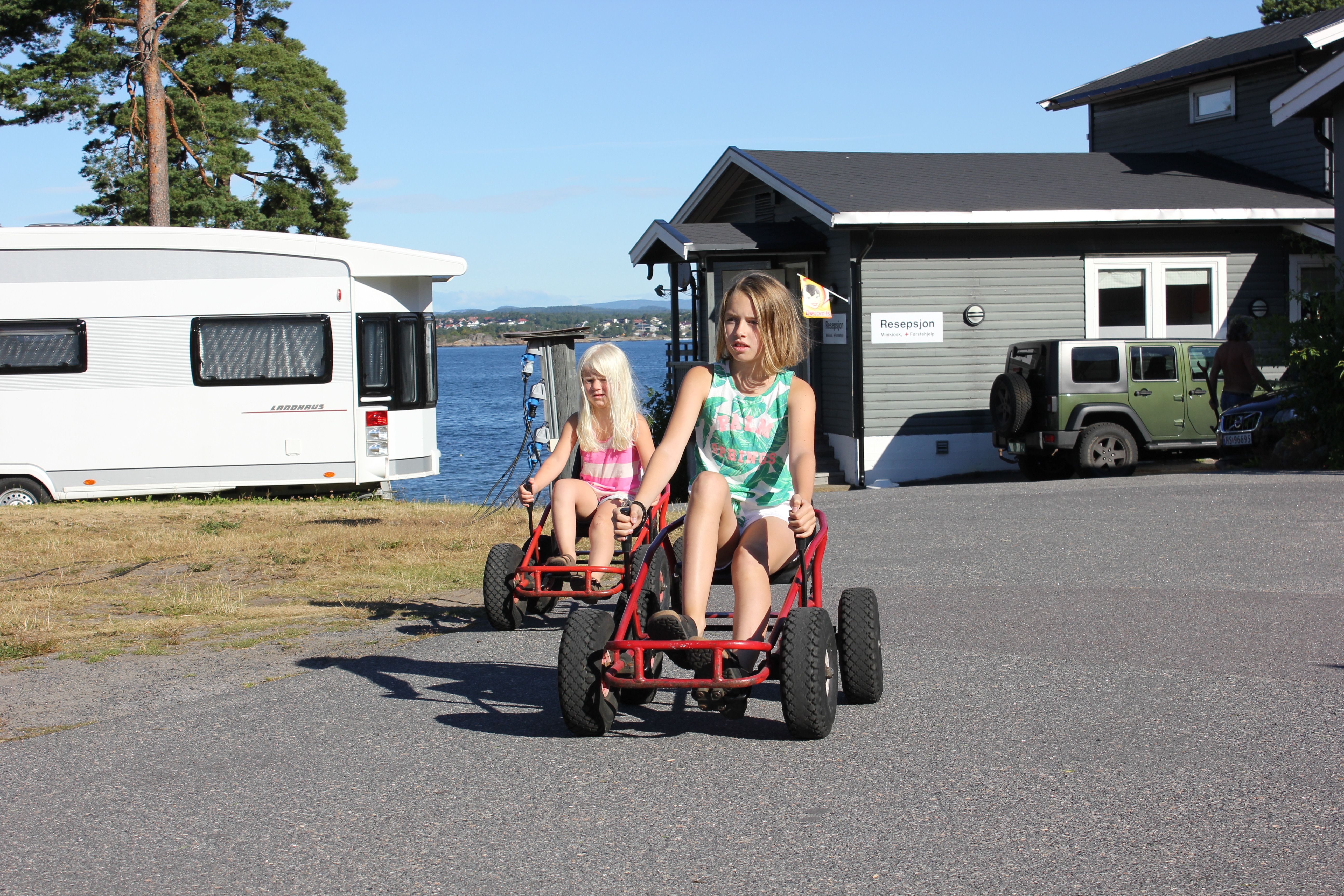 Two girls play at Vøra Camping