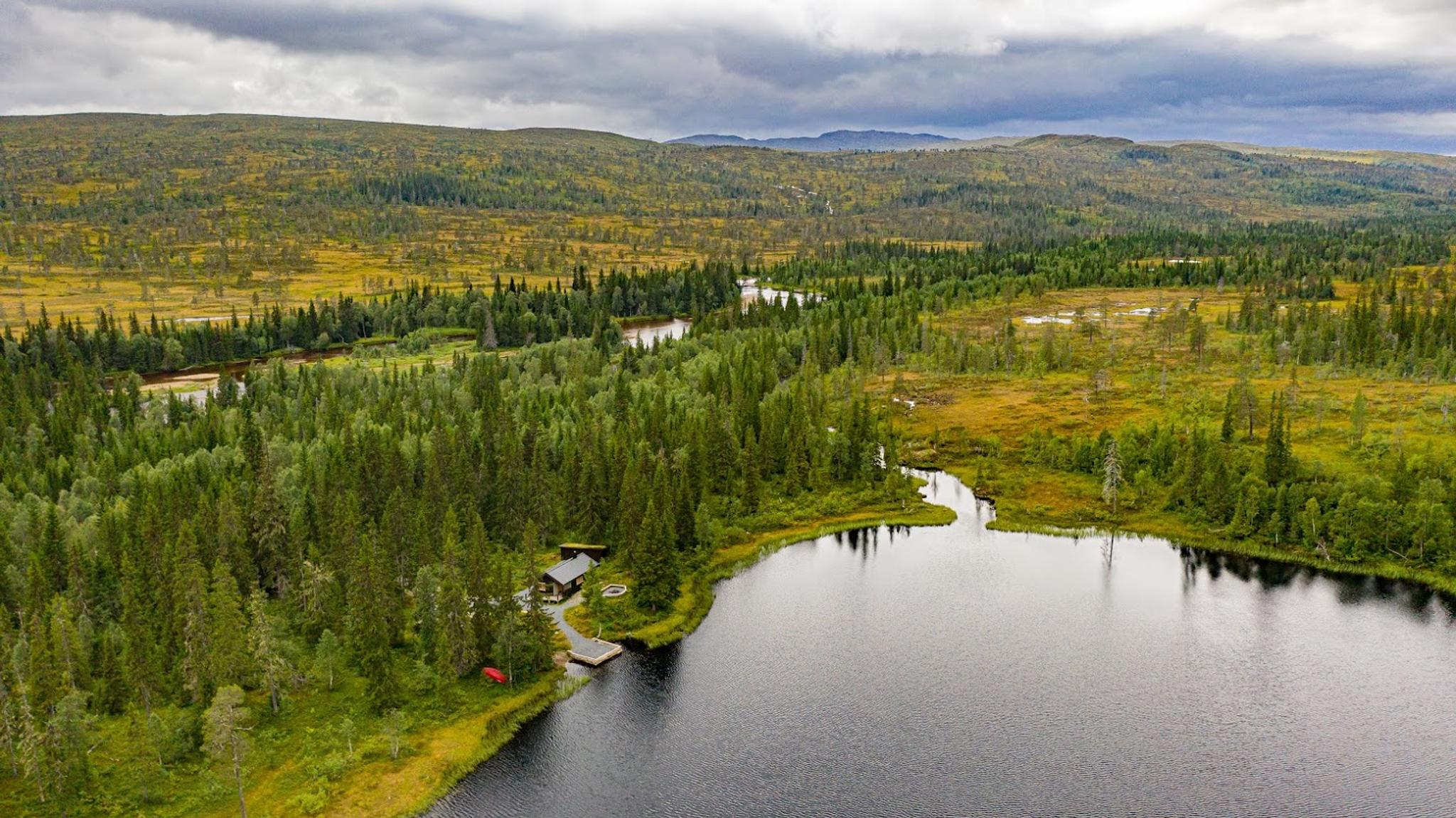 Dronebilde over Grisbakkhytta