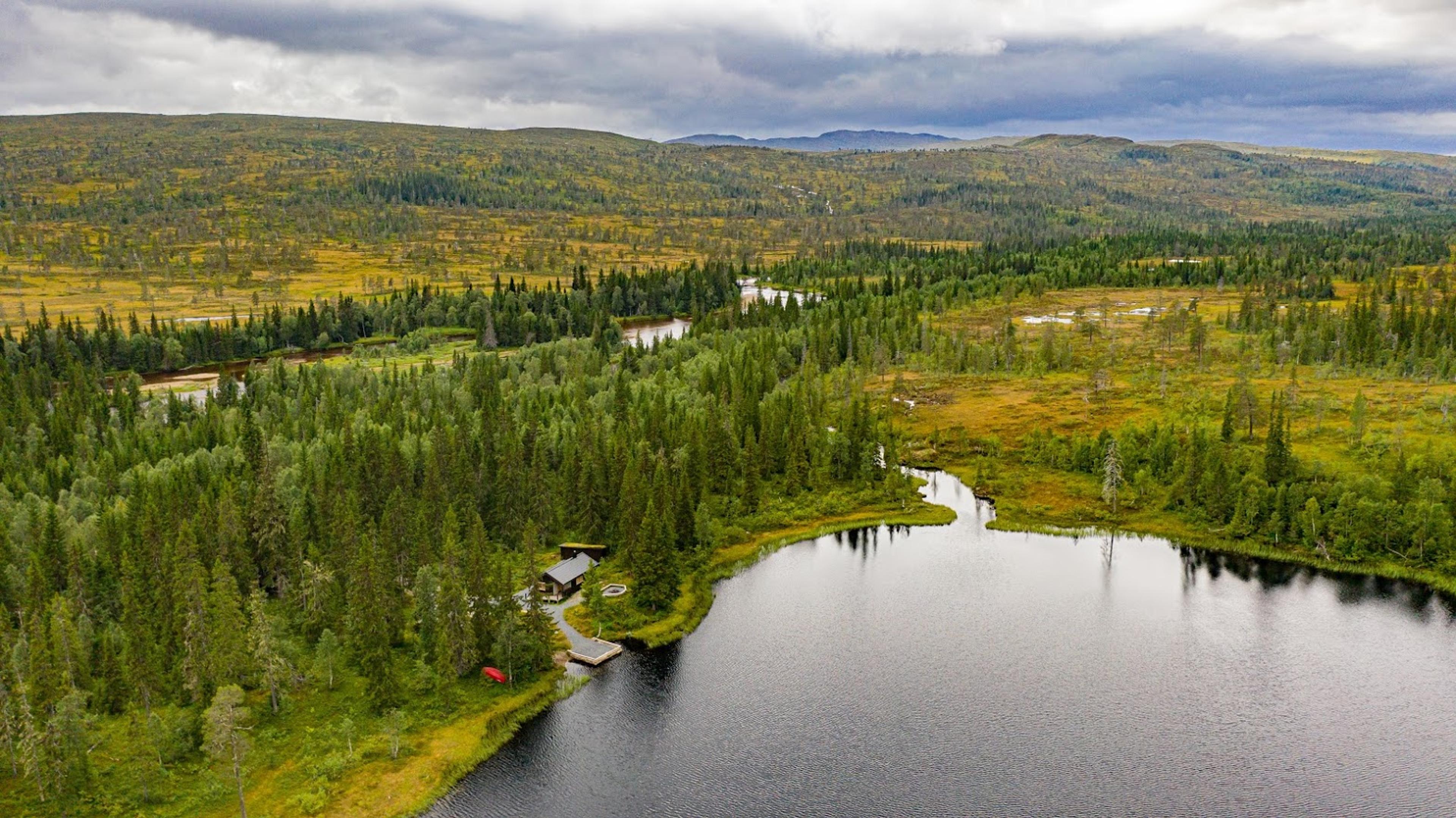 Dronebilde over Grisbakkhytta