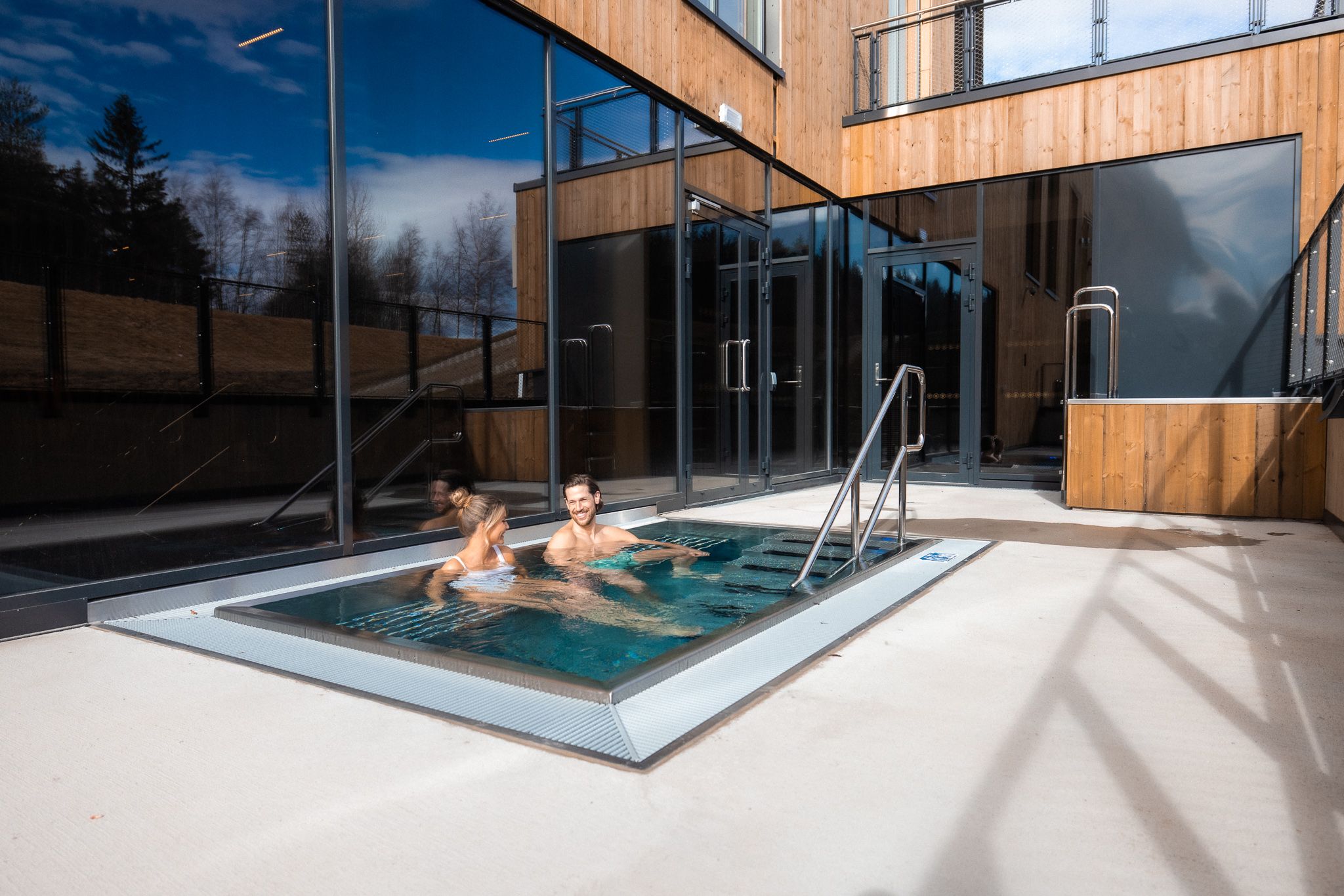 young couple in a pool 