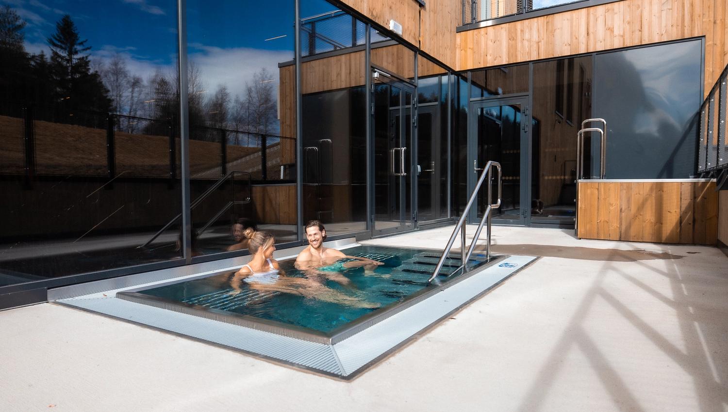 young couple in a pool