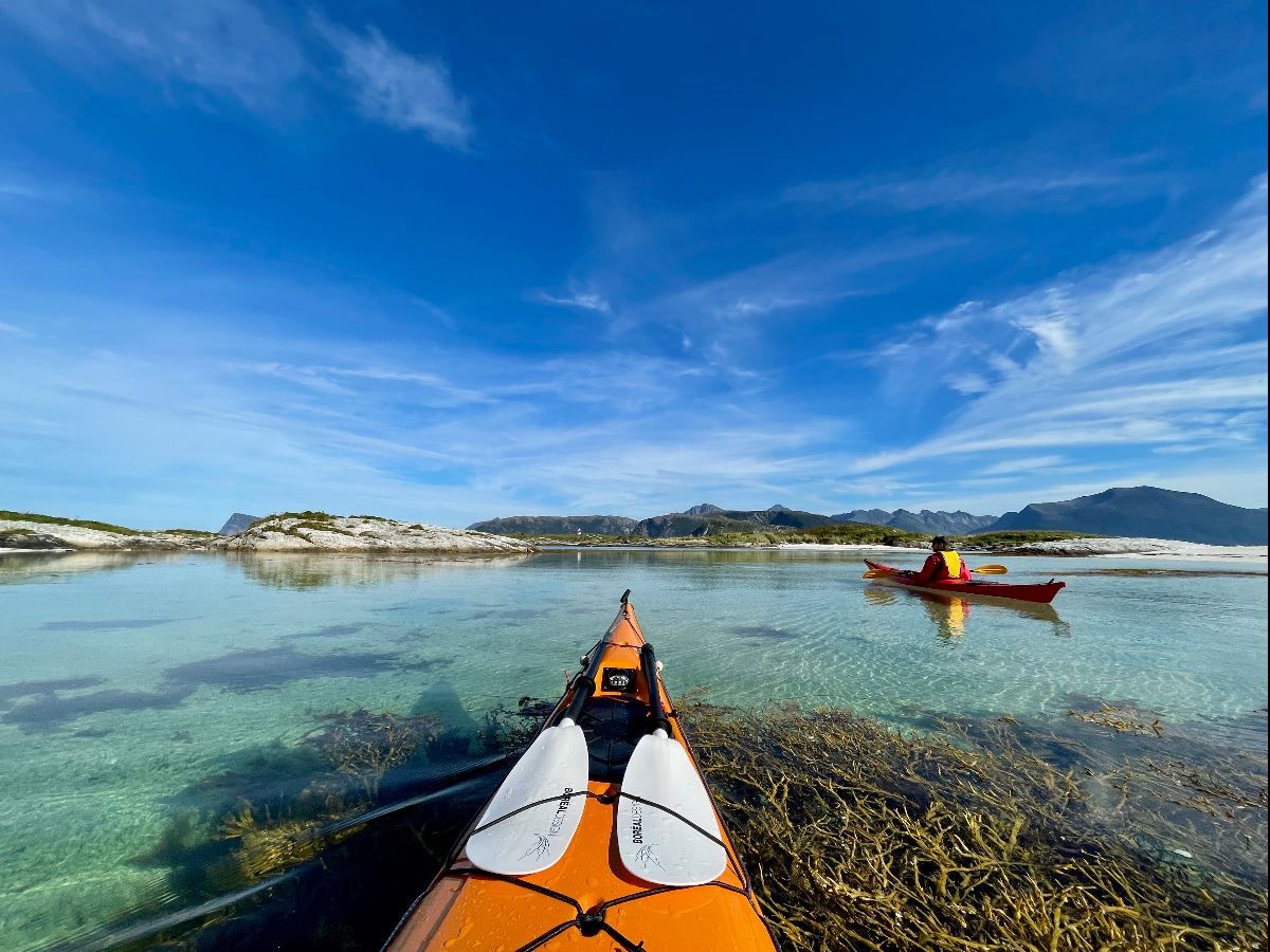 Looking out over the sea from the kayak