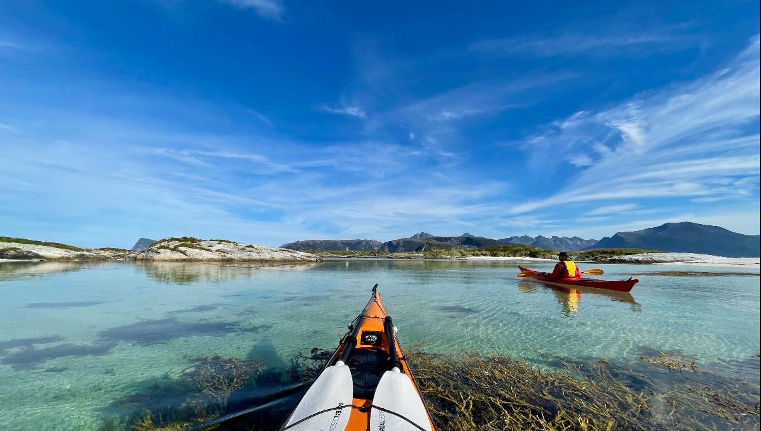 Looking out over the sea from the kayak