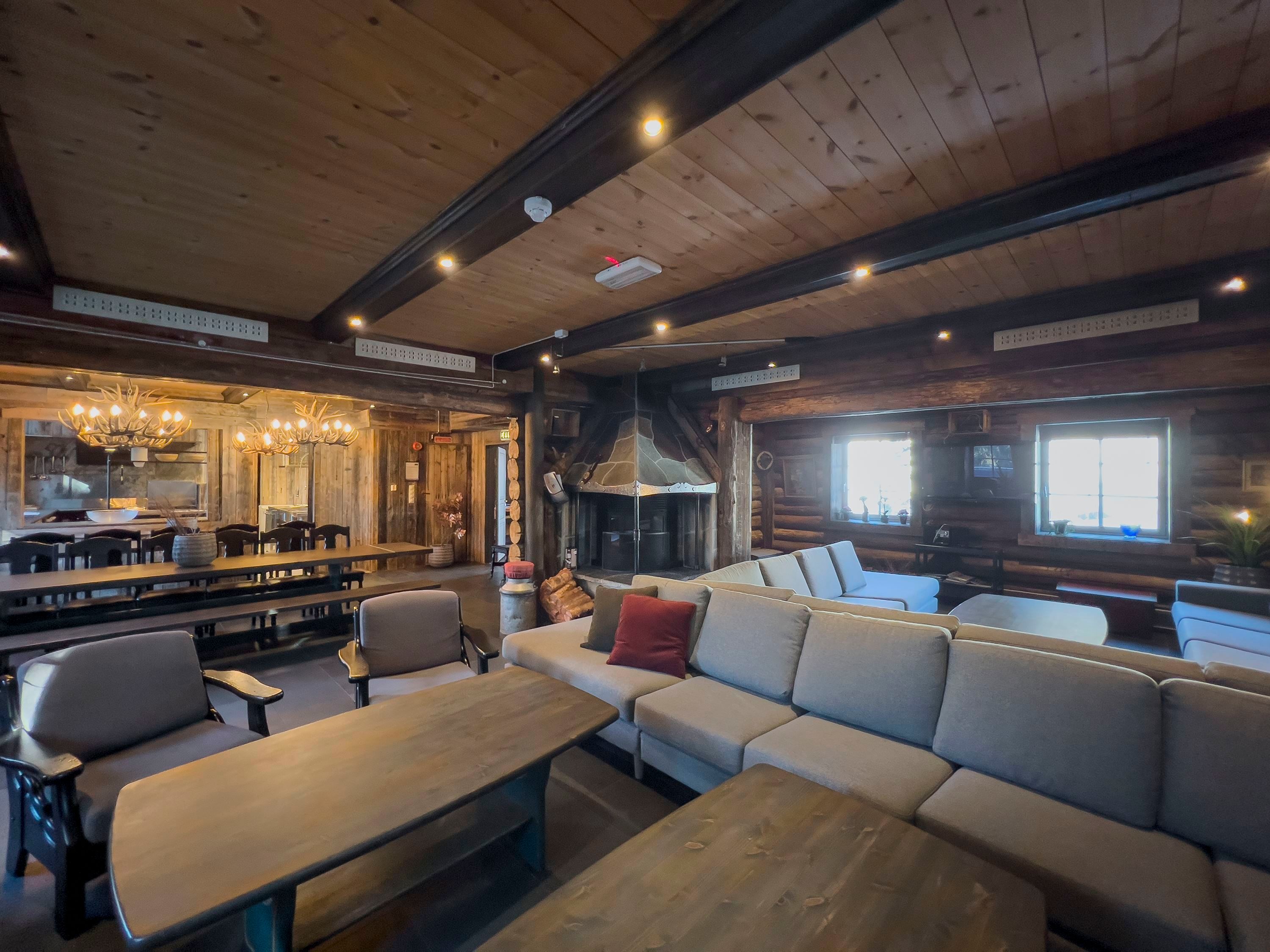 Living room with sofas and table.