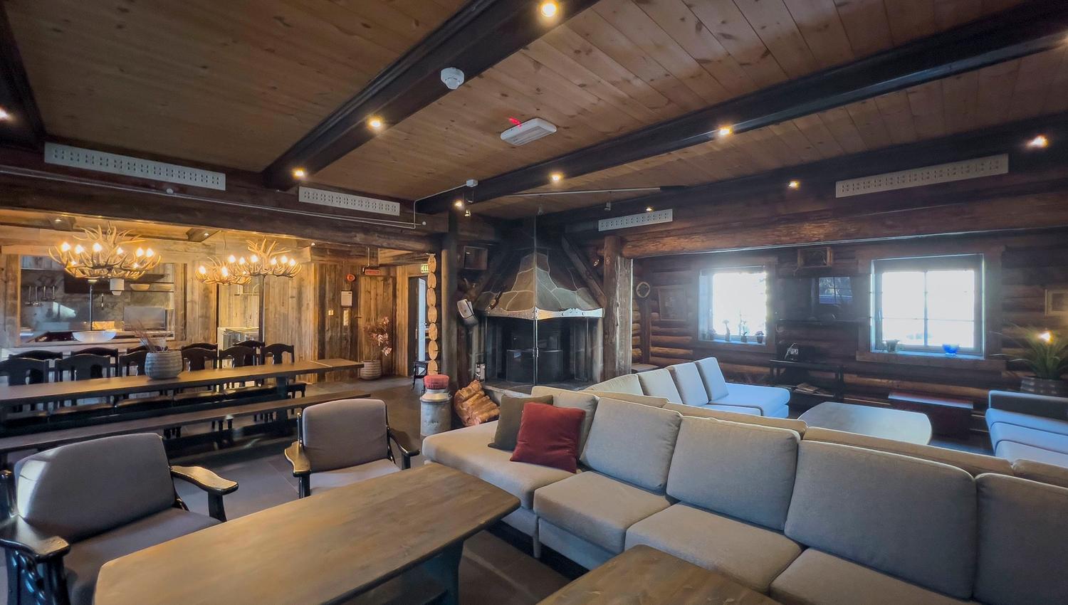 Living room with sofas and table.