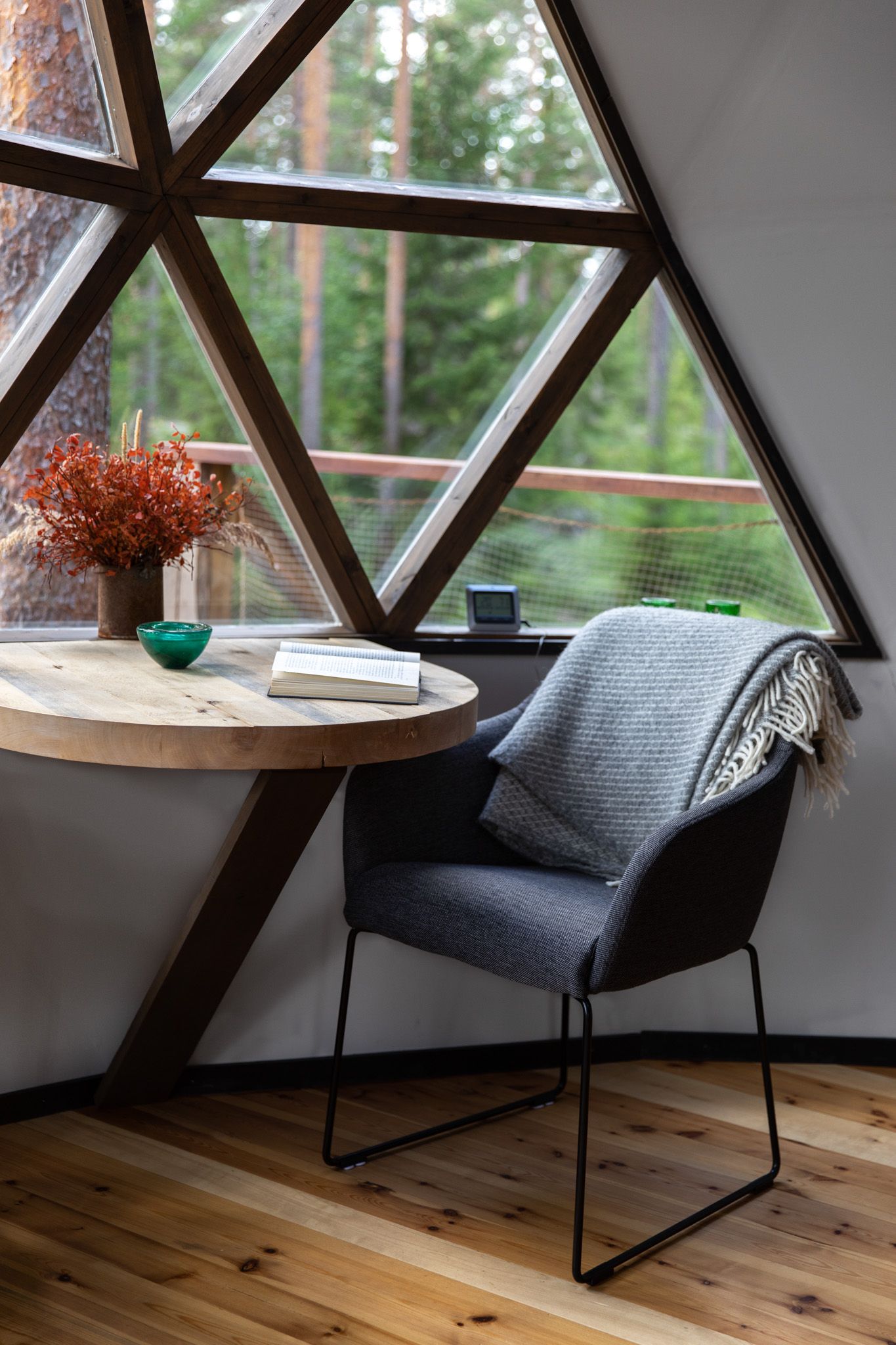 Book on a table, chair