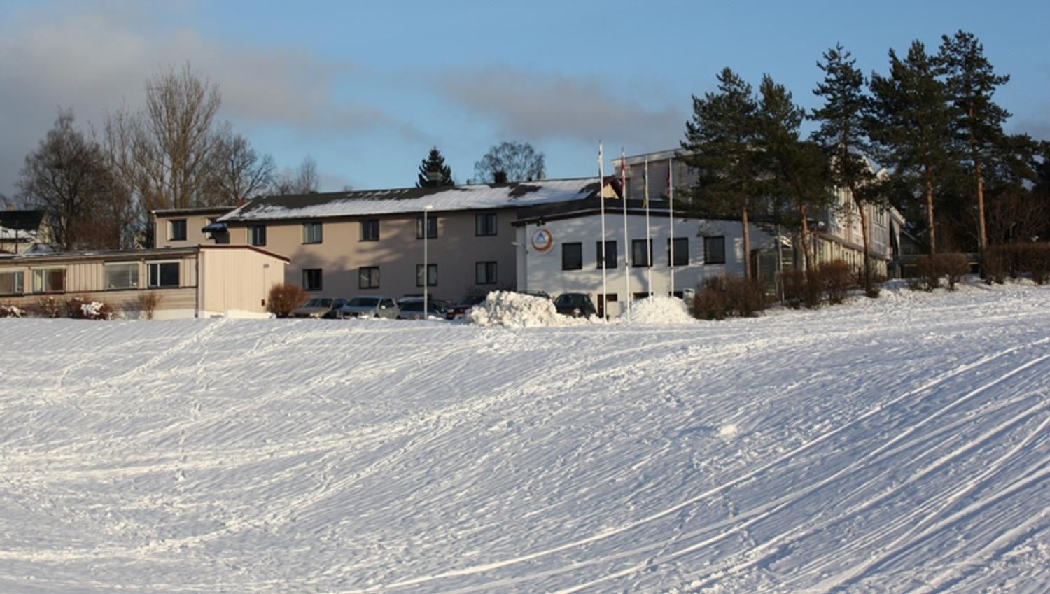 the facade during winter