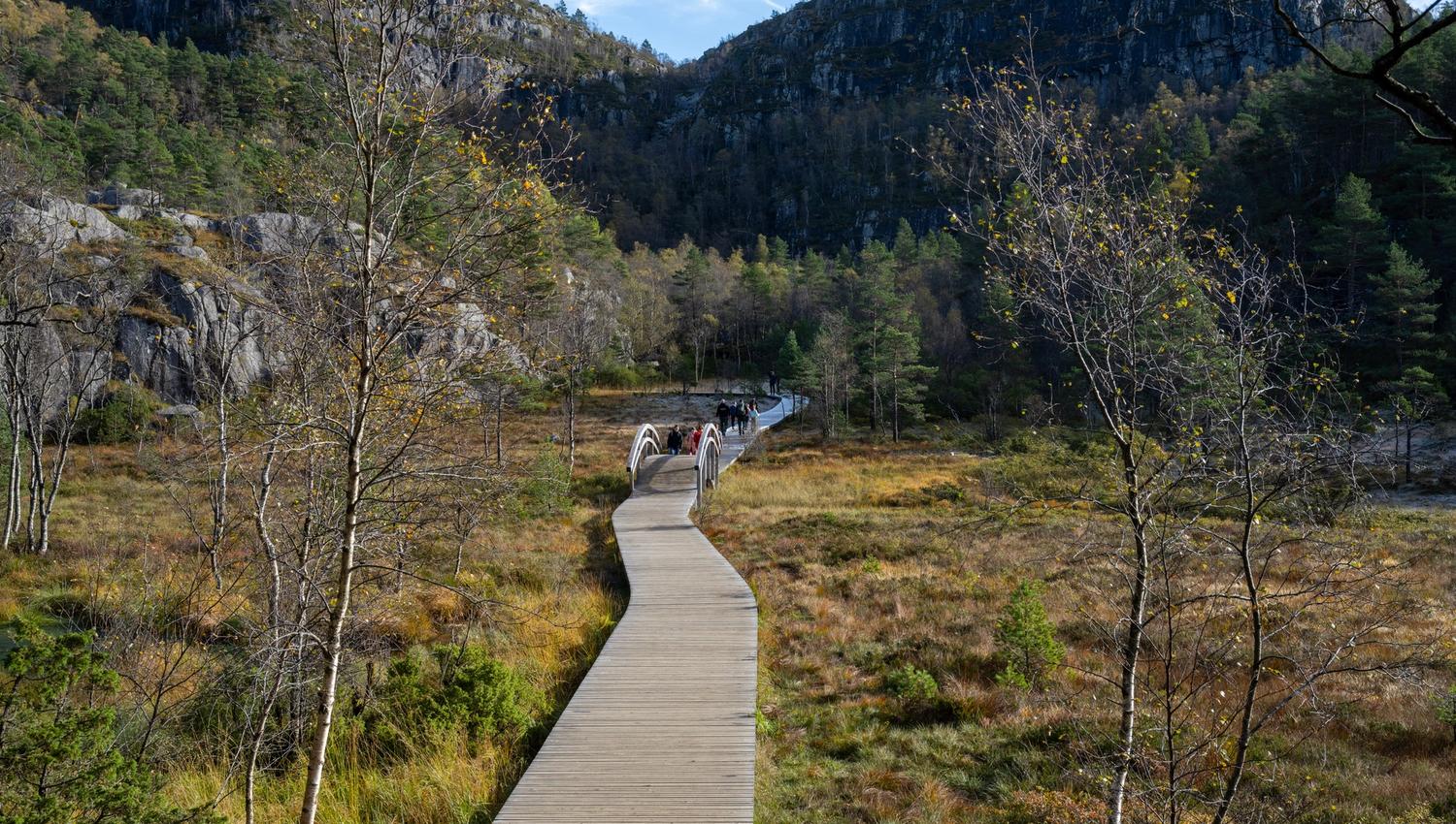 At the start of the trail to Preikestolen
