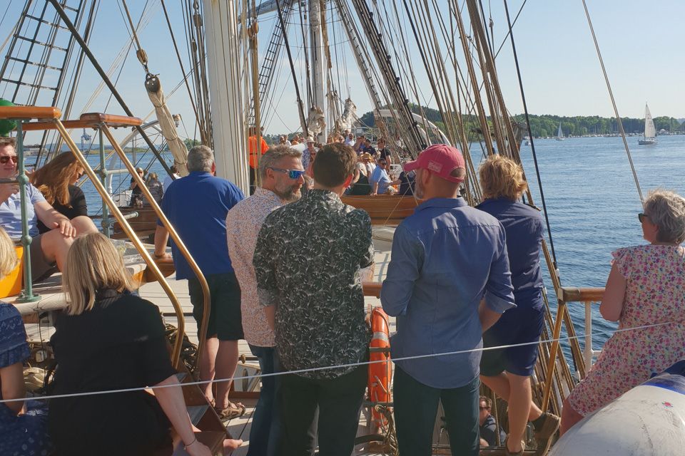 People standing on deck.