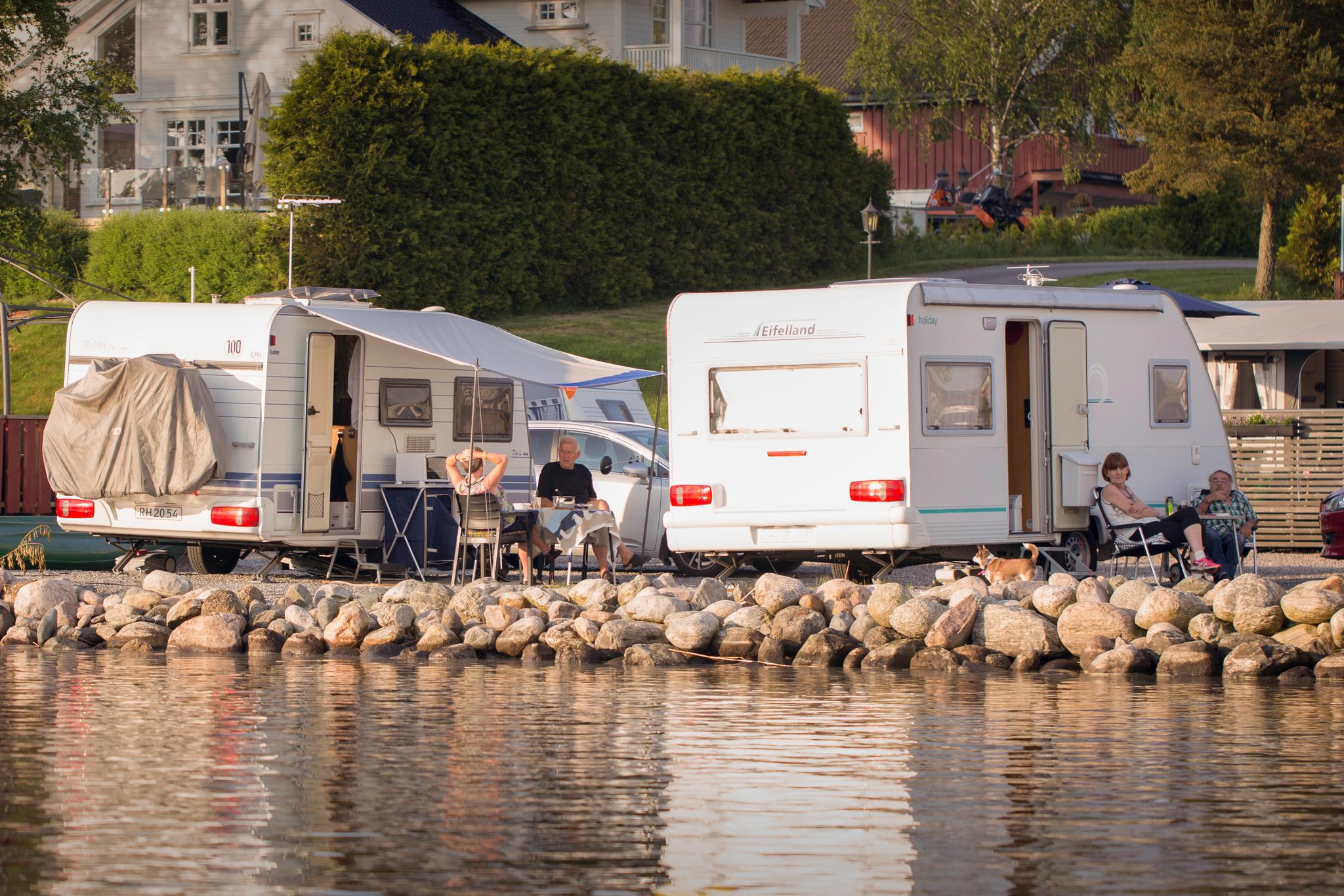 Two caravans near the water