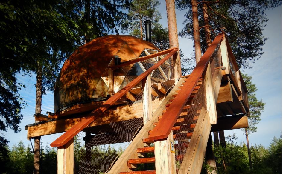 Stairs leading up to the cabin