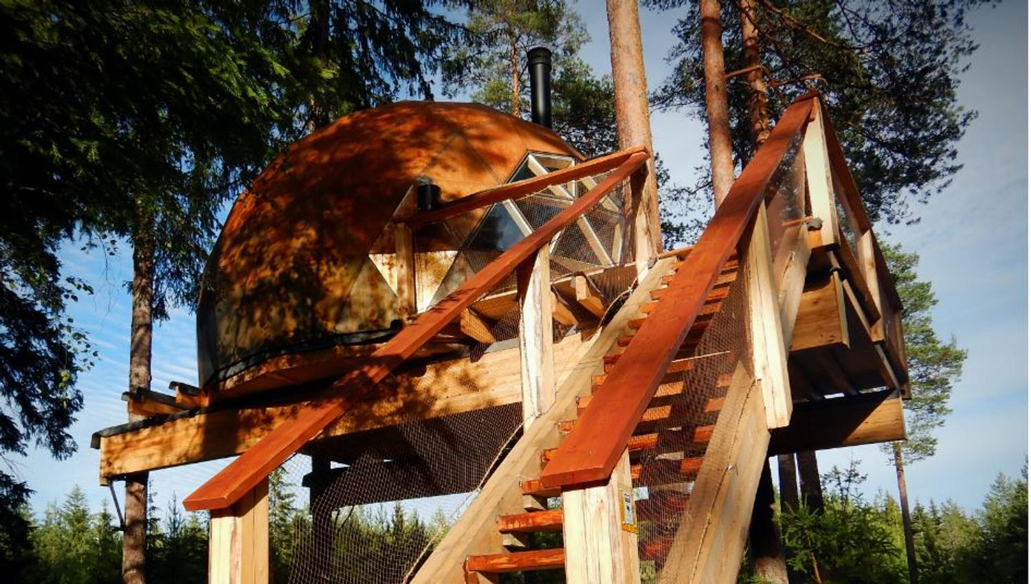 Stairs leading up to the cabin
