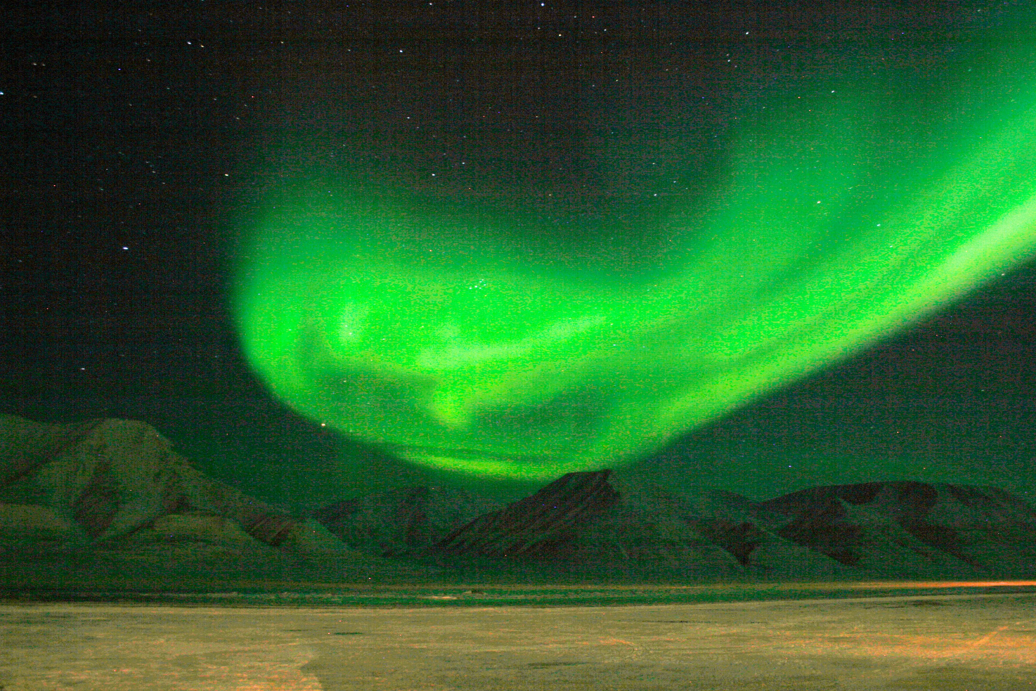 Northern light over mountain