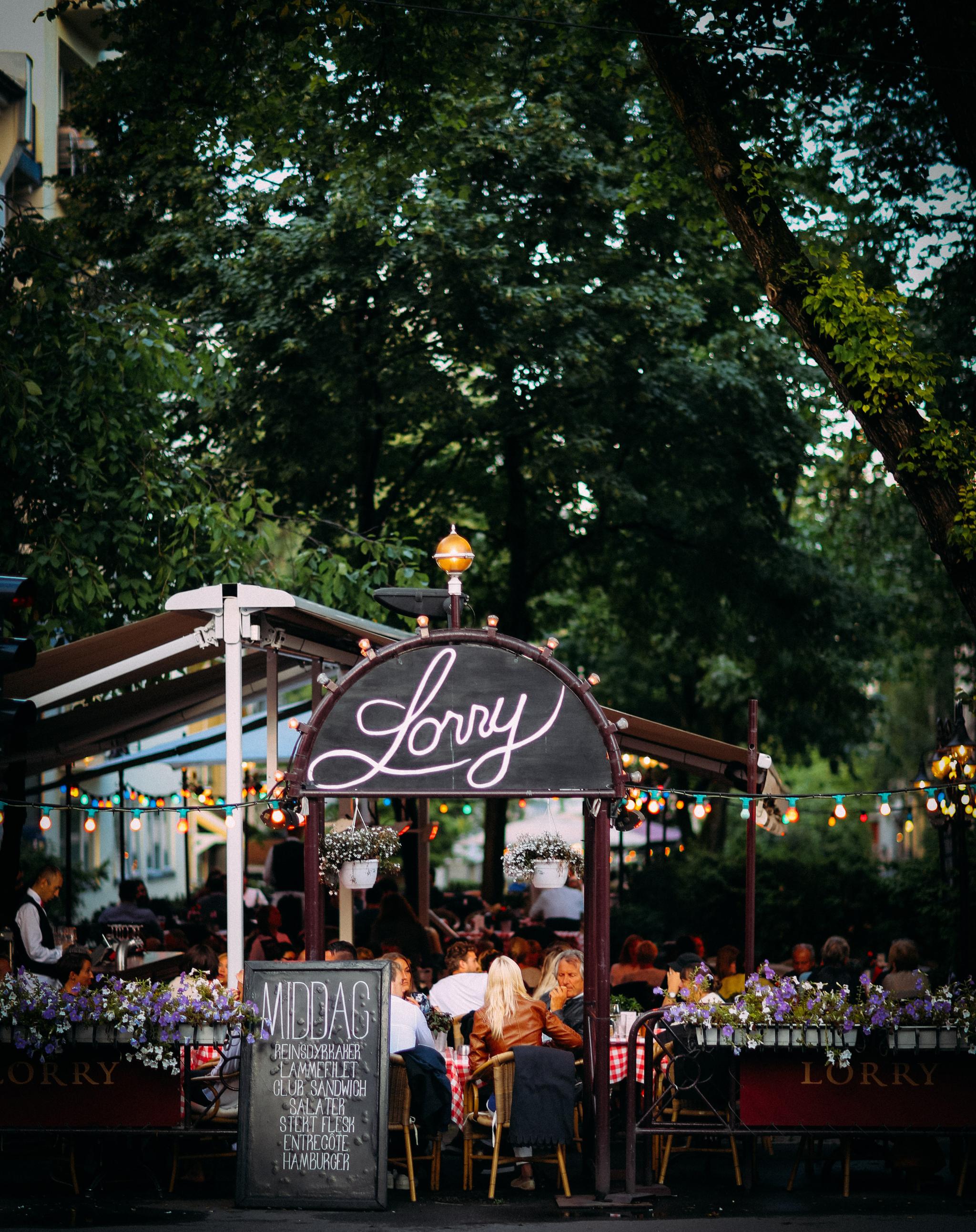 Outdoor terrace right by the street.