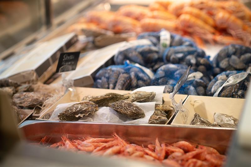 Detail of various seafood