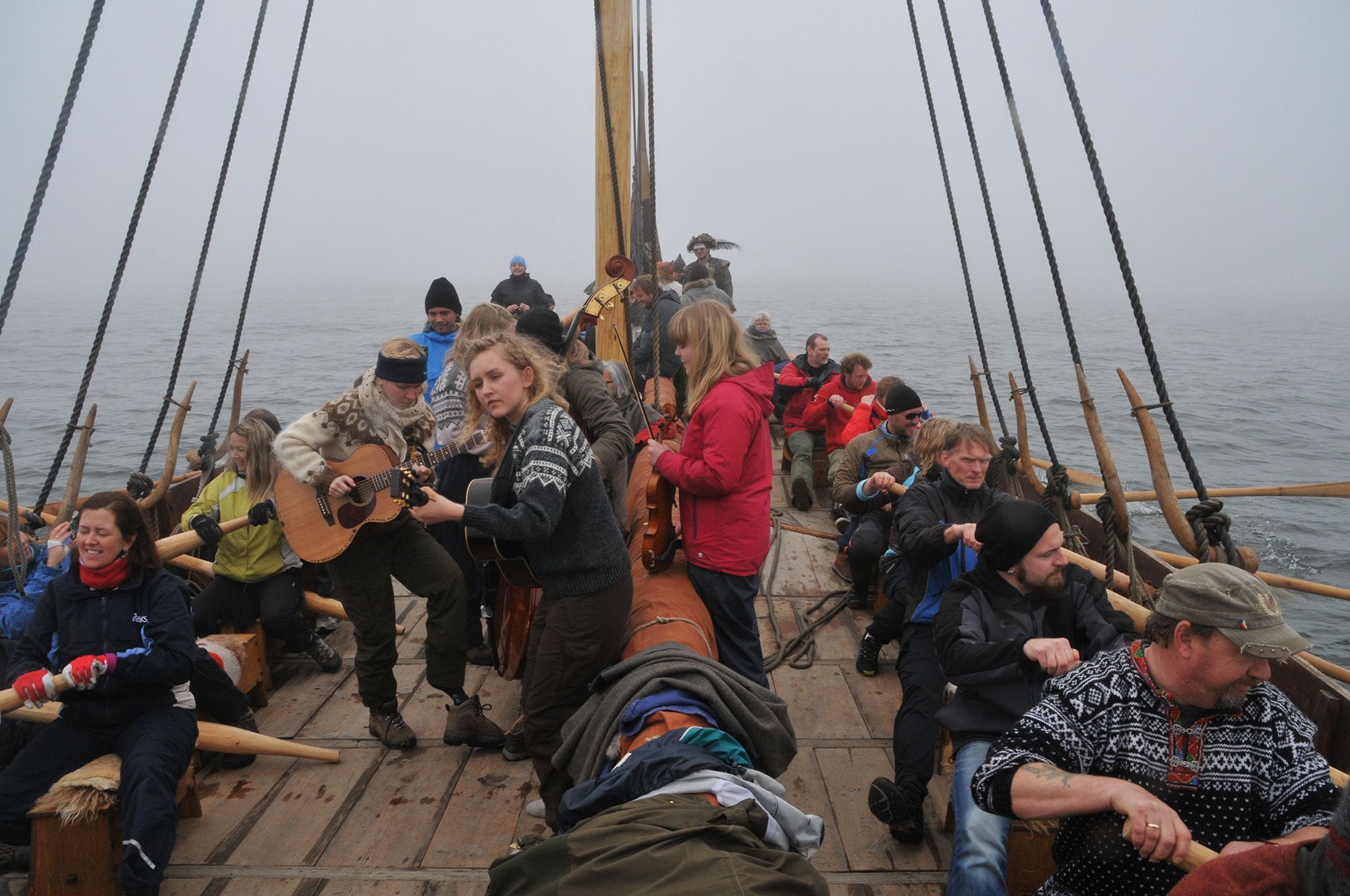 School class on the Viking ship Saga Oseberg