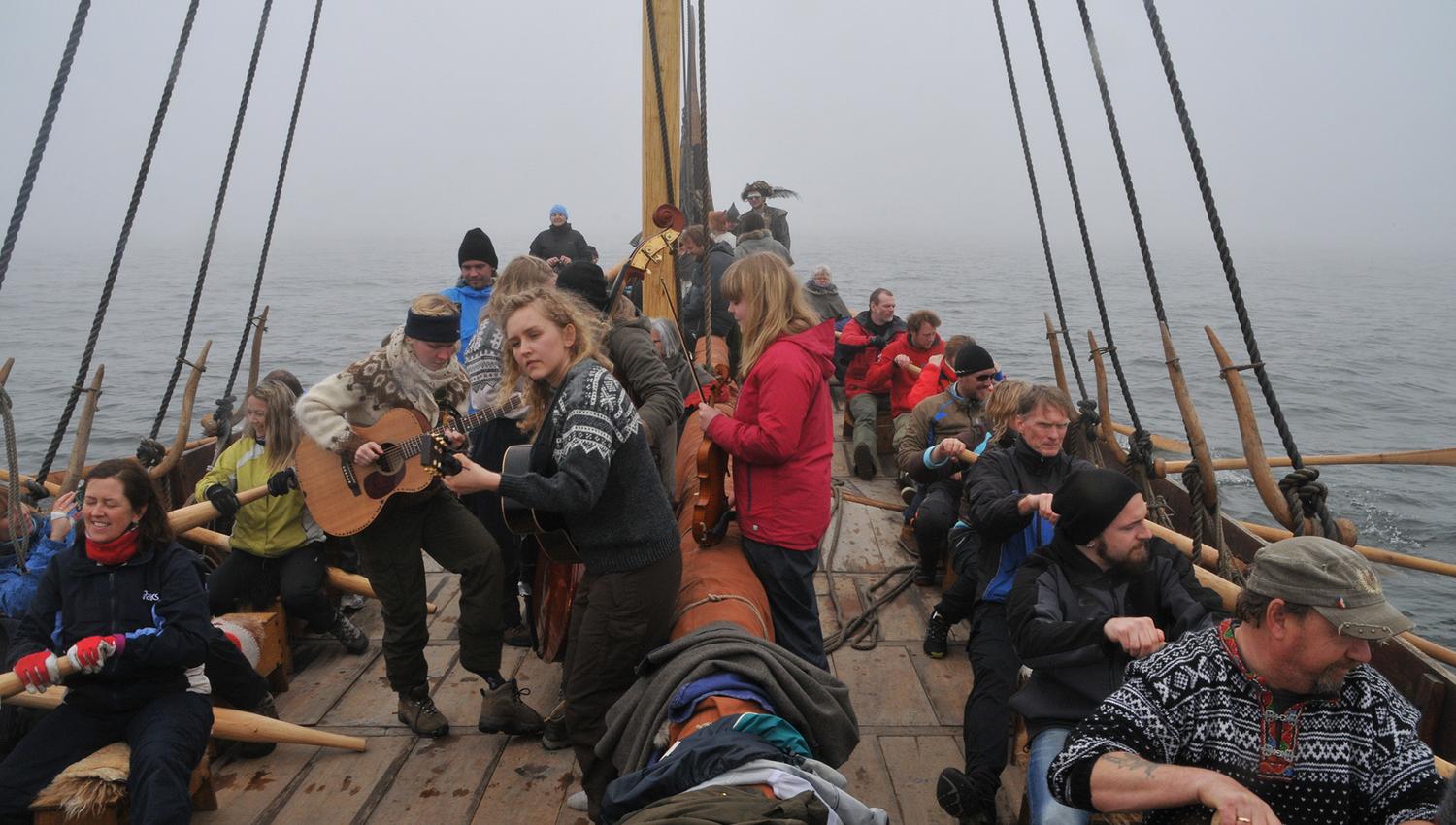 School class on the Viking ship Saga Oseberg