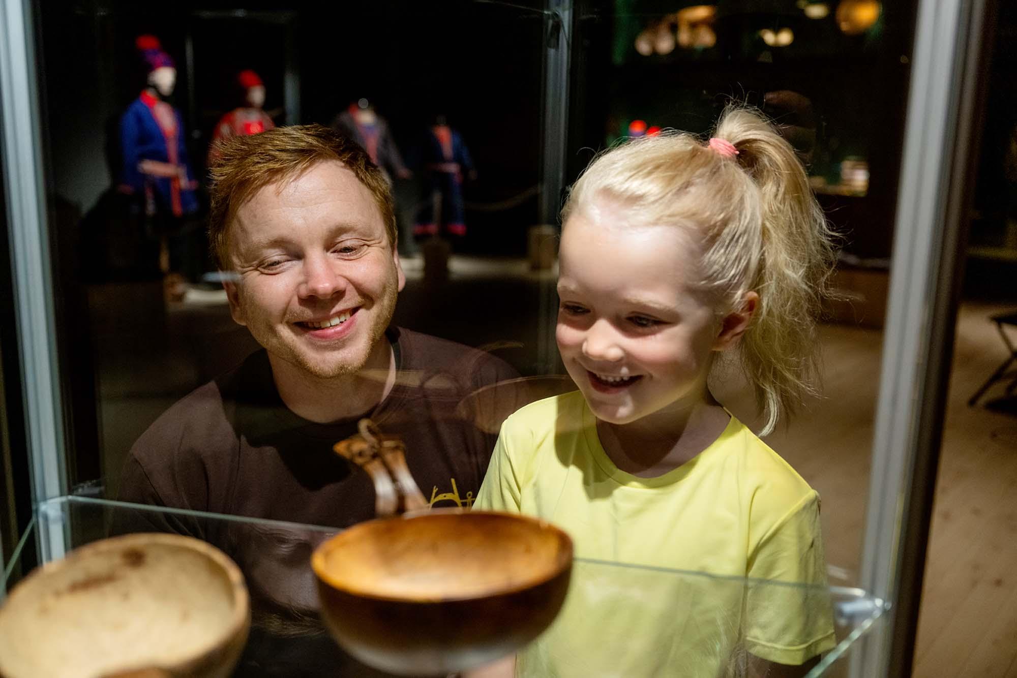 Looking at on of the exhibition displays