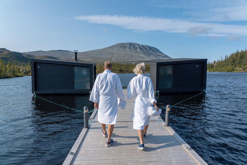 På vei til flytende sauna Gausta
