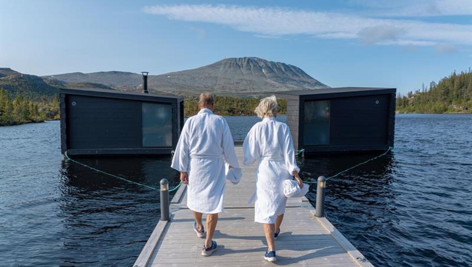 På vei til flytende sauna Gausta