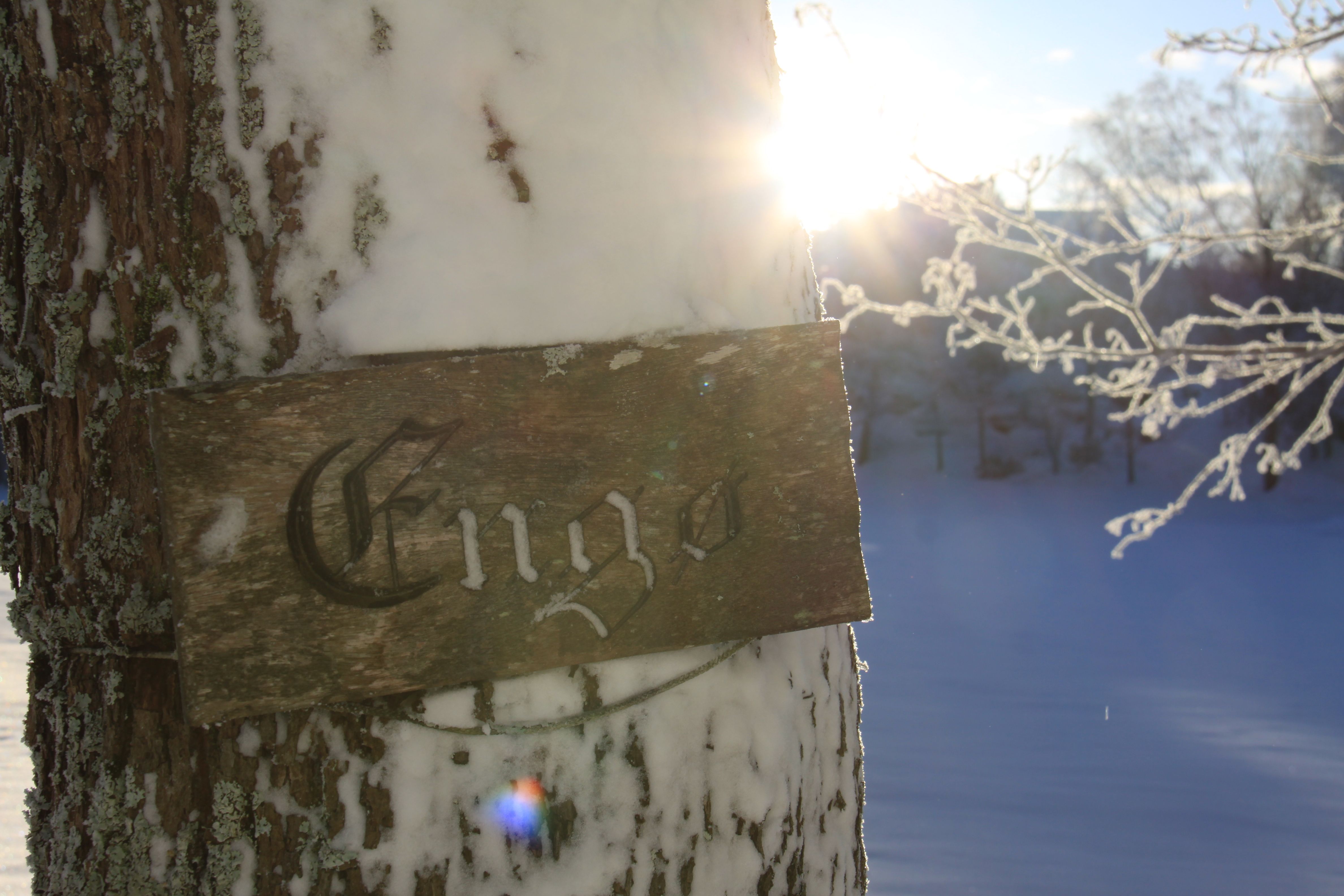 Engø sign in winter