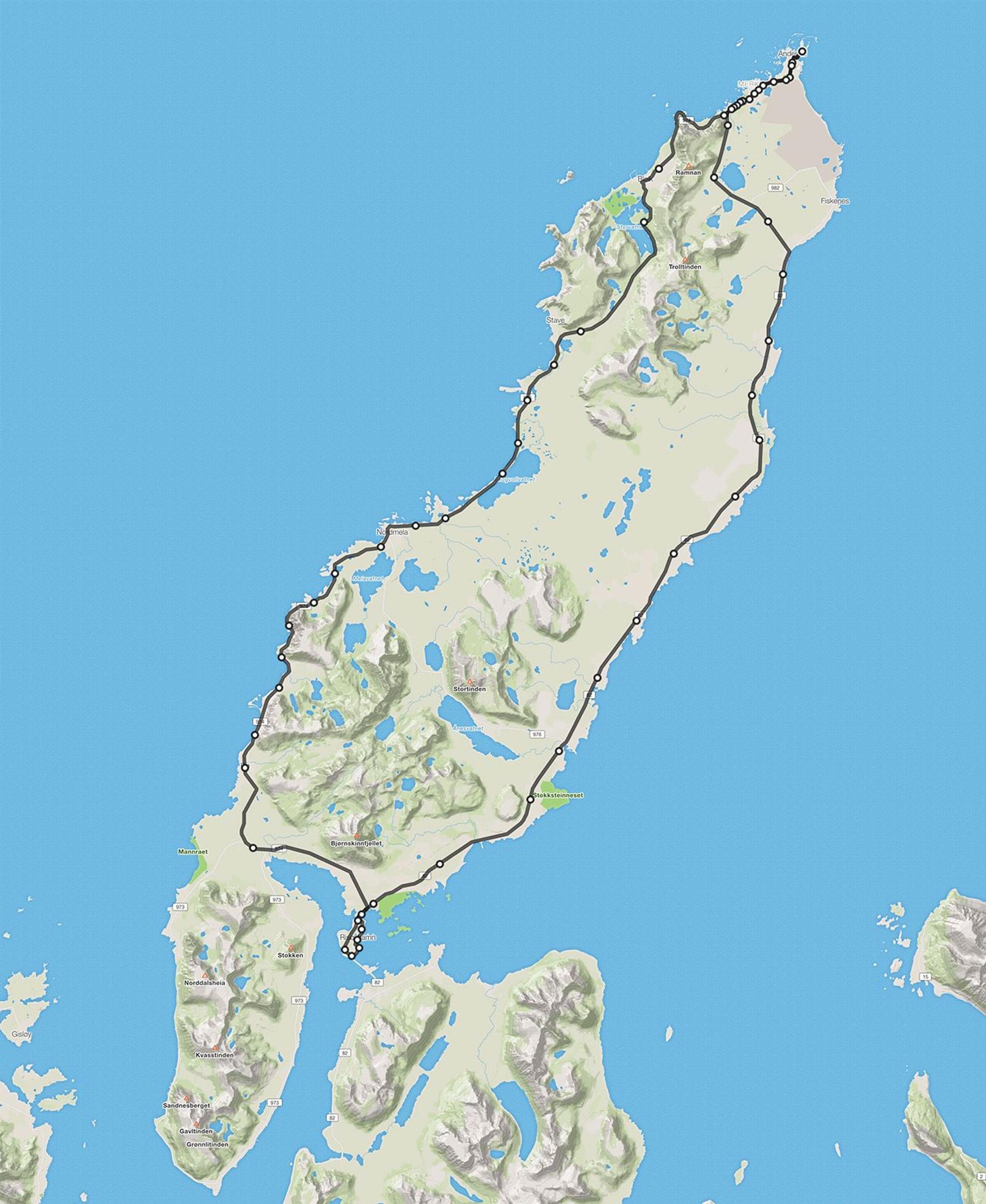 Andøya Rundt rute