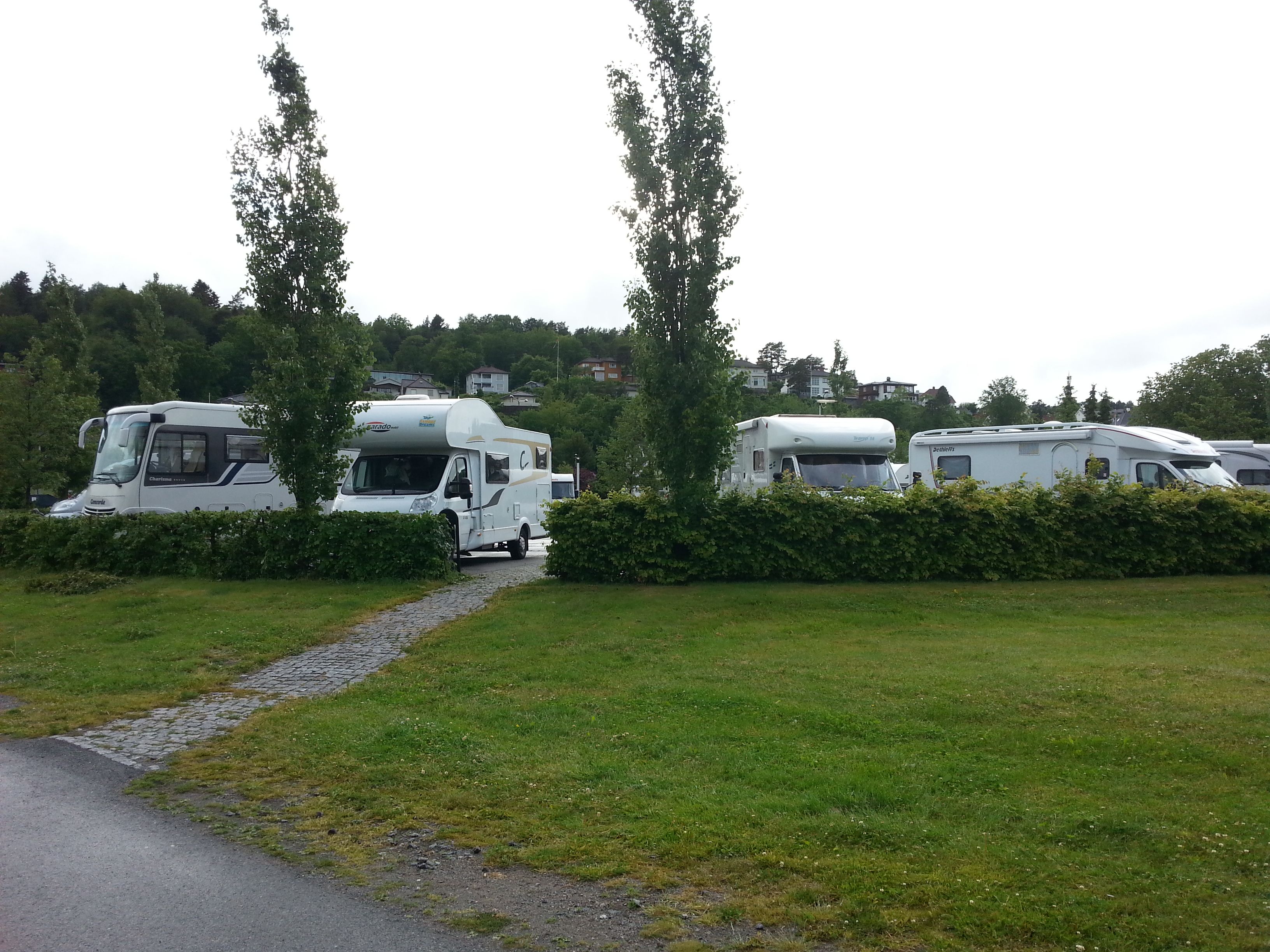 Motorhomes parked at Sandefjord Motorhome Park
