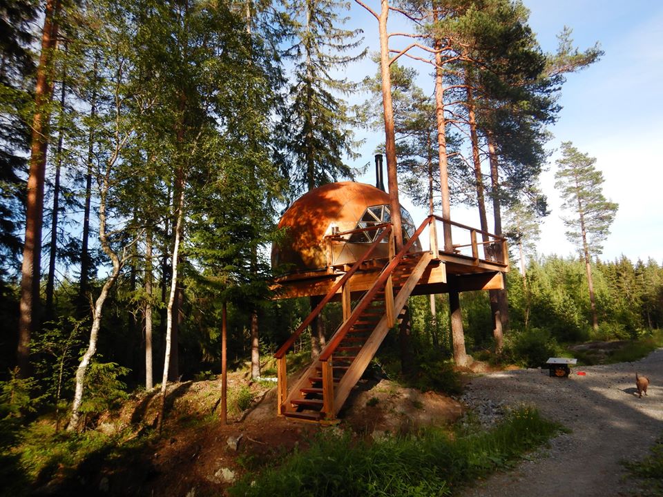 the cabin seen from below