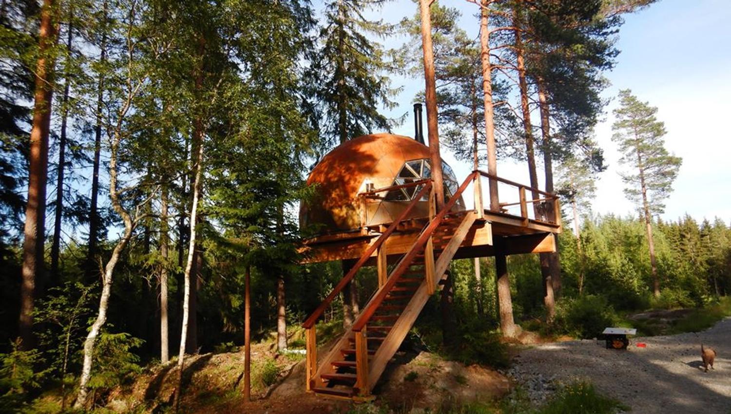 the cabin seen from below