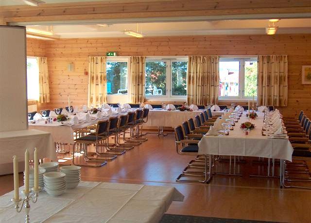 hall with table decorated for a party